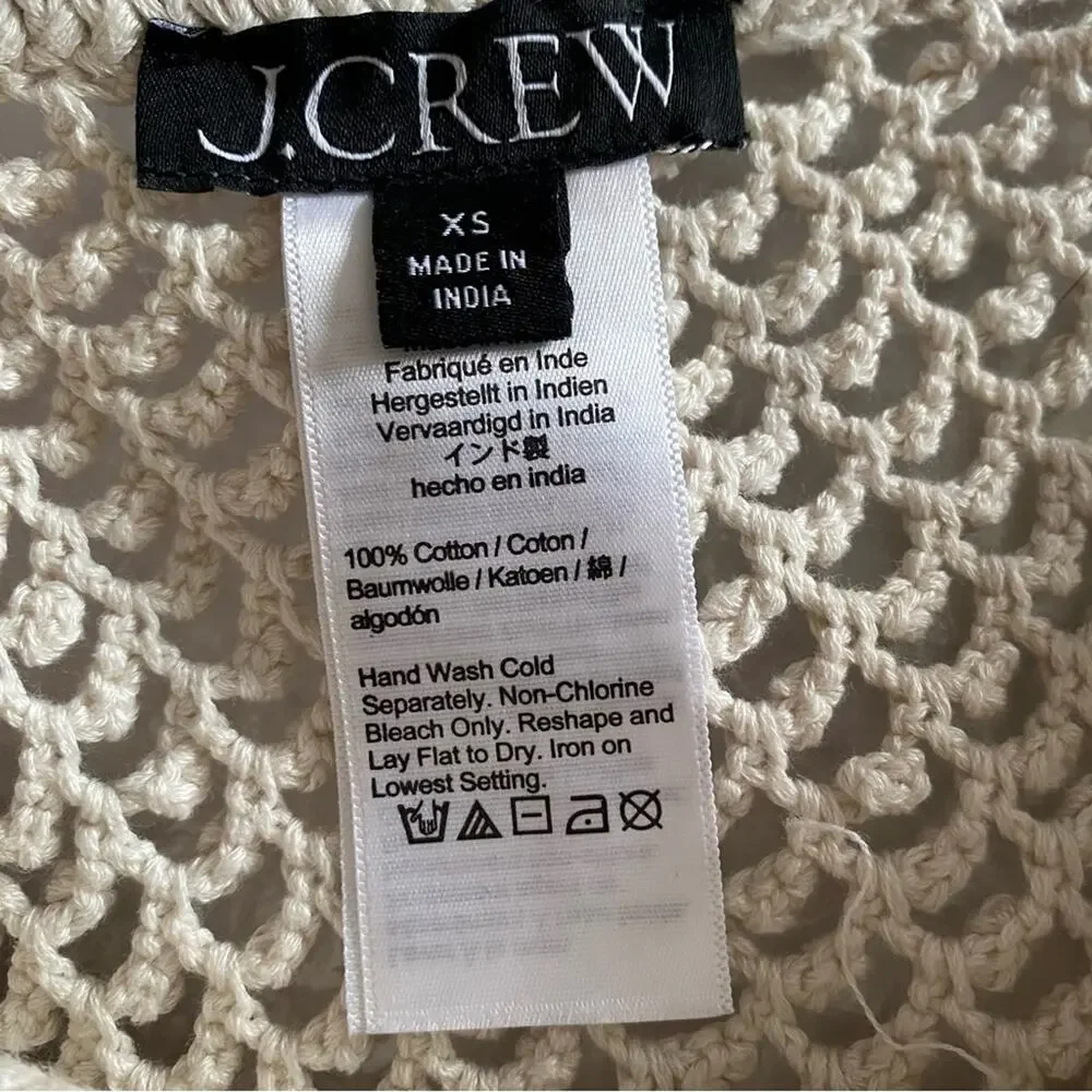 J. Crew Crochet Cream Mini Skirt Cover-Up size XS